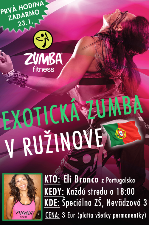 Nové hodiny Zumby v Bratislave s Eli Branco plagát