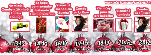Zumba kalendár Bratislava a Levice